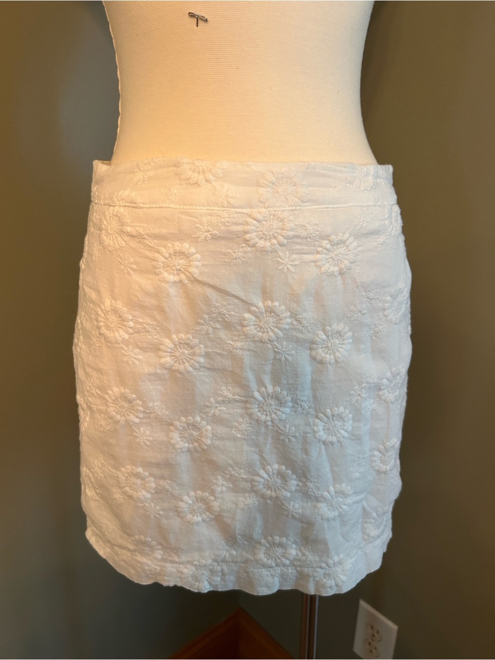 Altar'd State White Daisy Embroidered Mini Skirt